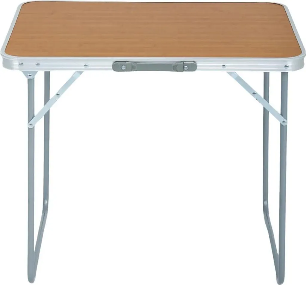 Table camping ZAVAR marron légère et compacte avec plateau solide