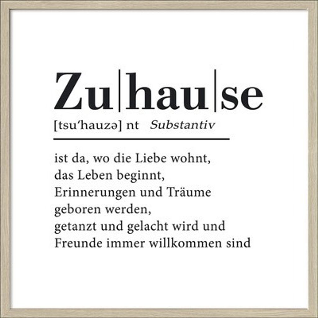 Gerahmtes Bild Zuhause 53x53 cm