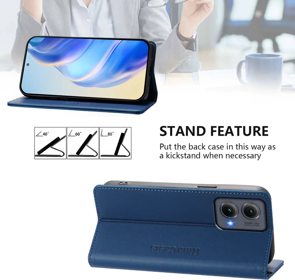 Cover Motorola Edge+ 2023 Business Blu | Portafoglio RFID Leather