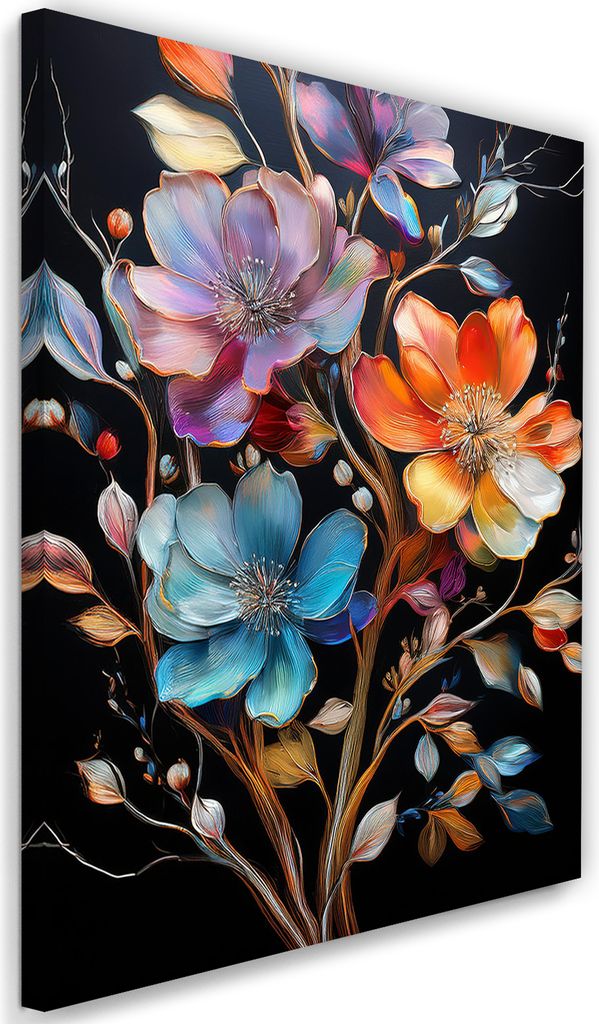 Leinwandbild Bunte Blumen Abstrakt 70x100 Feeby Bunt bild für die wand bereit zum aufhängen
