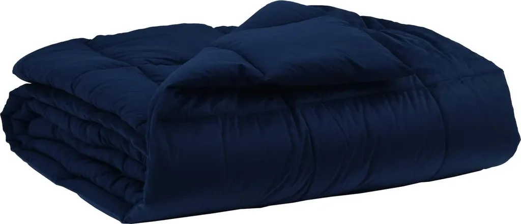 vidaXL Coperta estiva imbottita blu scuro 140 x 220 cm microfibra