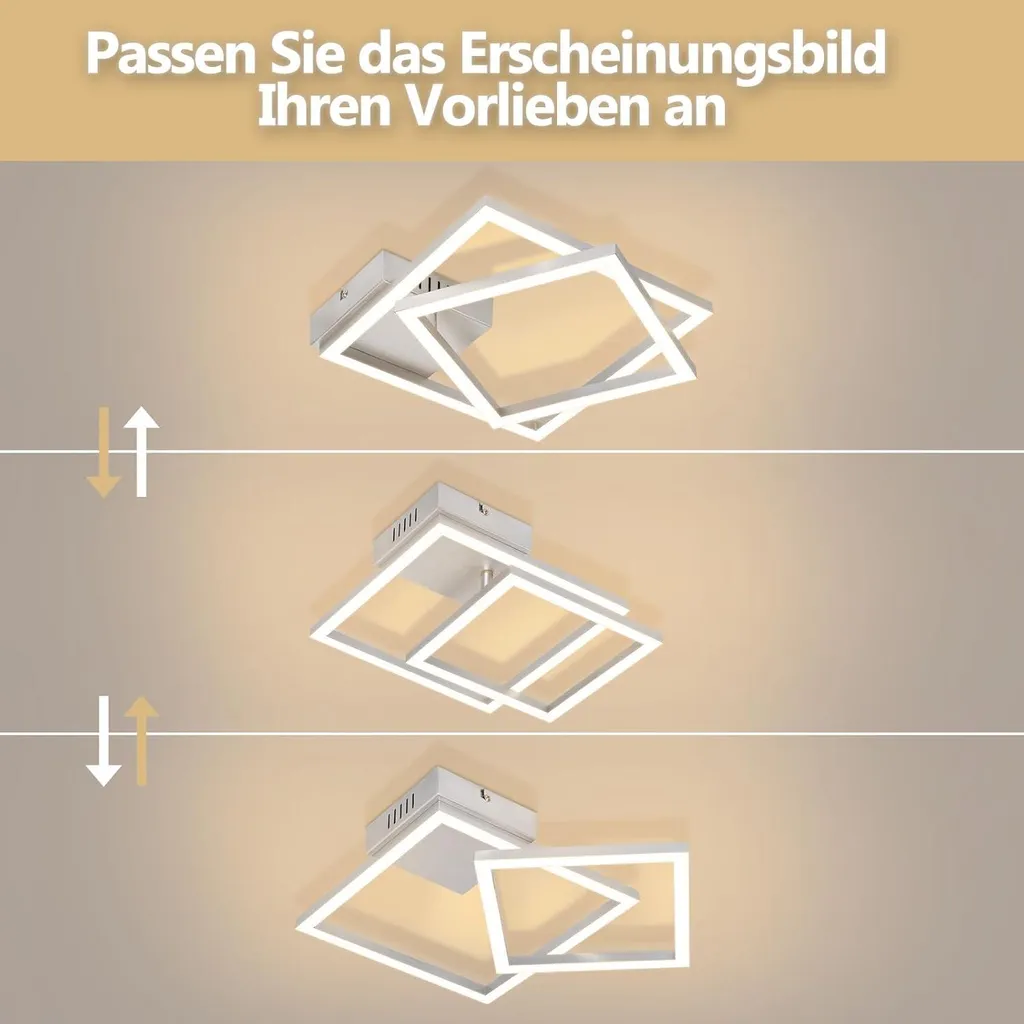 ZMH Lampada da soffitto LED Lampada da soffitto per cucina 20W Lampada da cucina 3000K Bianco caldo Lampada da camera da letto Argento Lampada da corridoio Lampade da soffitto angolari per corridoio Sala da pranzo - 4