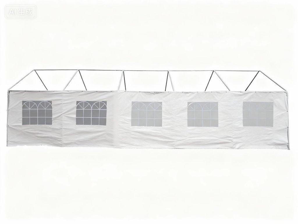 DEGAMO Seitenteil Seitenplane Seitenwand für Partyzelt, Länge 10 Meter, PVC weiß mit Fenstern