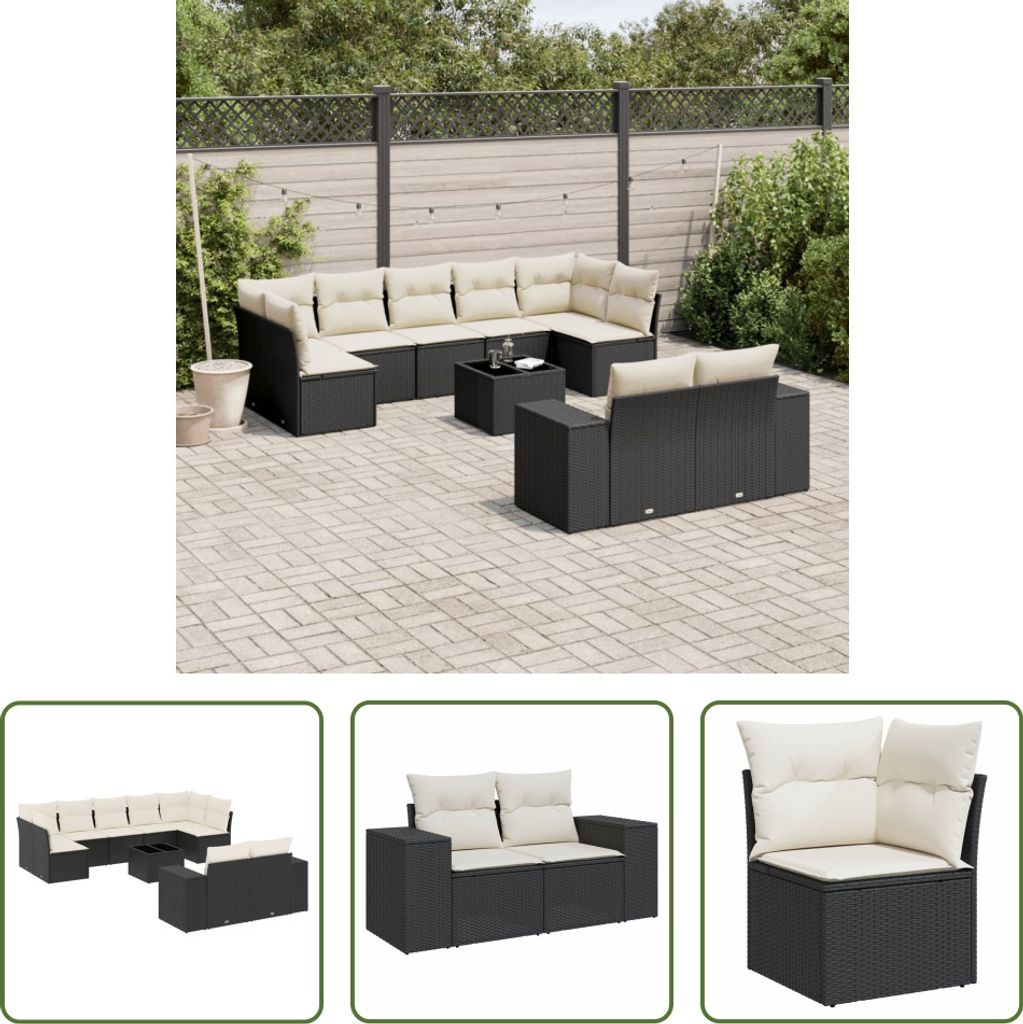 The Living Store 10-tlg. Garten-Sofagarnitur mit Kissen Produktbild 