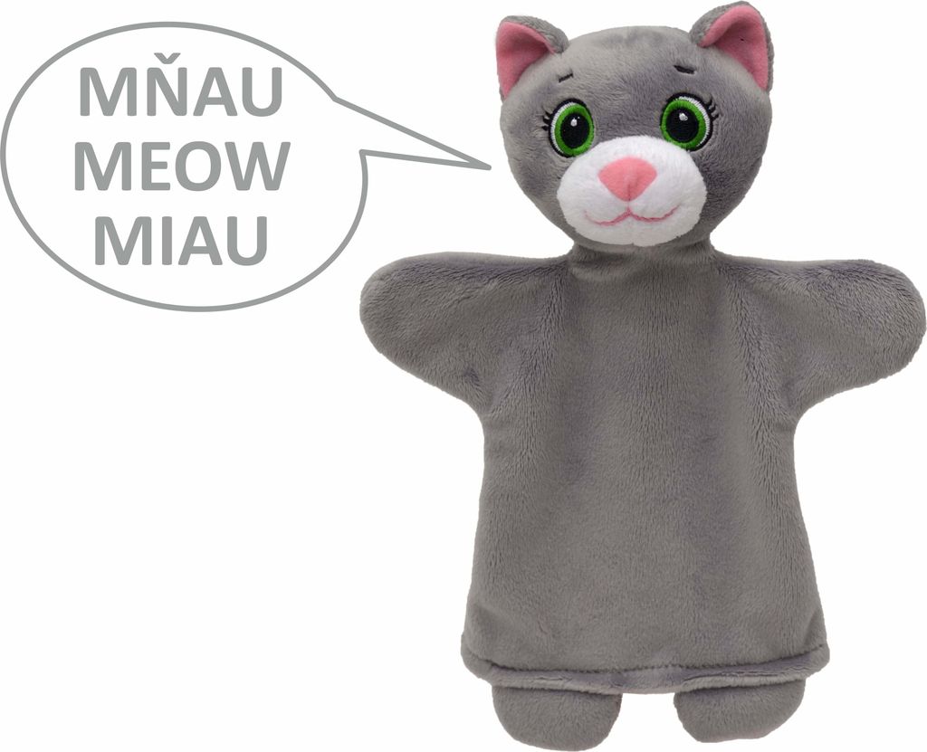 Handpuppe Katze Sprechend 26 cm Grau, 20396Z