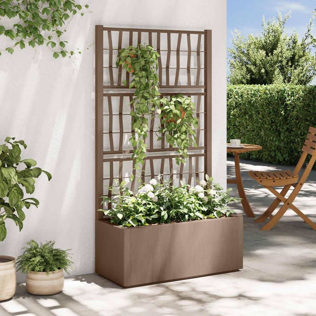 Gartenpflanzer mit Gitter Braun 80x36x140 cm PP - Beete C1589