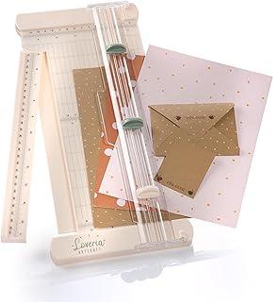 Loveria Papierschneider mit Falzfunktion und Ersatzklinge - Schneiden & Falzen, bis A3 Format | Anti-Rutsch Füße, CM & Inch Skalierung, Skalaverl...