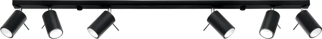 Lampada Soffitto Sollux RING 6L Nero - 6xGU10 LED Acciaio 118cm