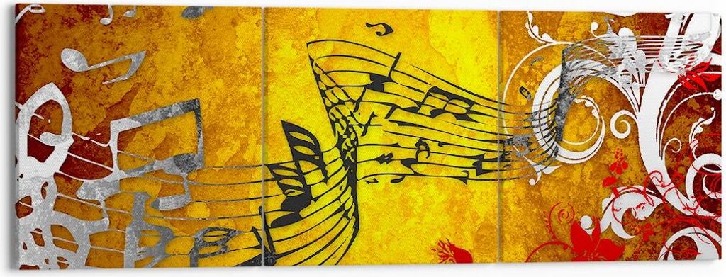 Bild auf Leinwand - Leinwandbild - Musik Konzert Spaß Blume - 150x50cm - Wand Bild - Wanddeko - Leinwanddruck - Bilder - Kunstdruck - Wanddekorati...