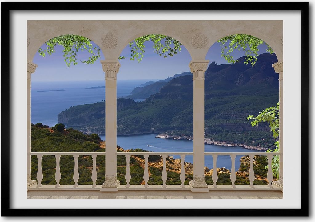 Bild - Bilder - Bilderrahmen - 70 cm x 50 cm - MDF-Rahmen, Wandkunst Blick auf die Bucht