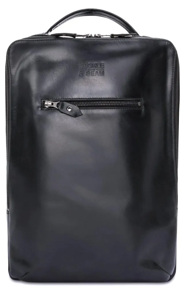 Sac à Dos Cuir Noir 13,5L Leon New Stripes avec Protection Laptop Intégrée