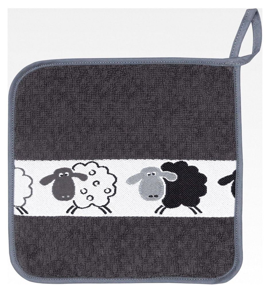 Topflappen Schafe, schwarz, Frottier 1 Stück, 100 % Baumwolle