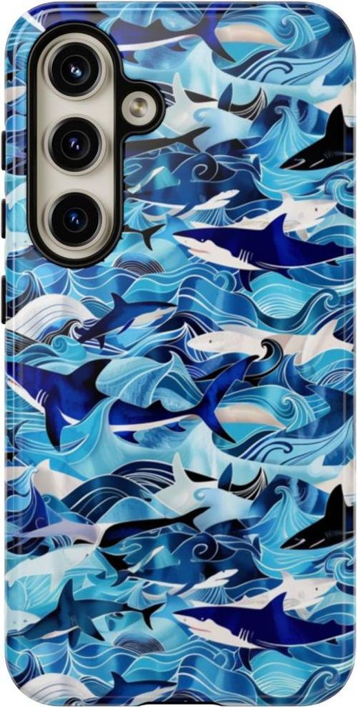 Blaue Ozeanwellen und Haie – Hülle Kompatibel mit Samsung Galaxy S24