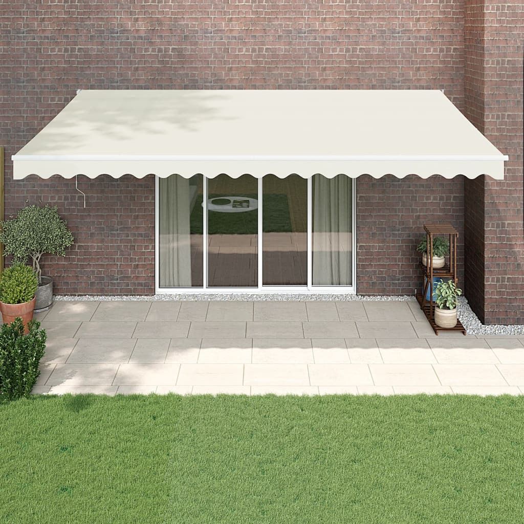 The Living Store Markise Einziehbar Creme 5x3 m Stoff und Aluminium