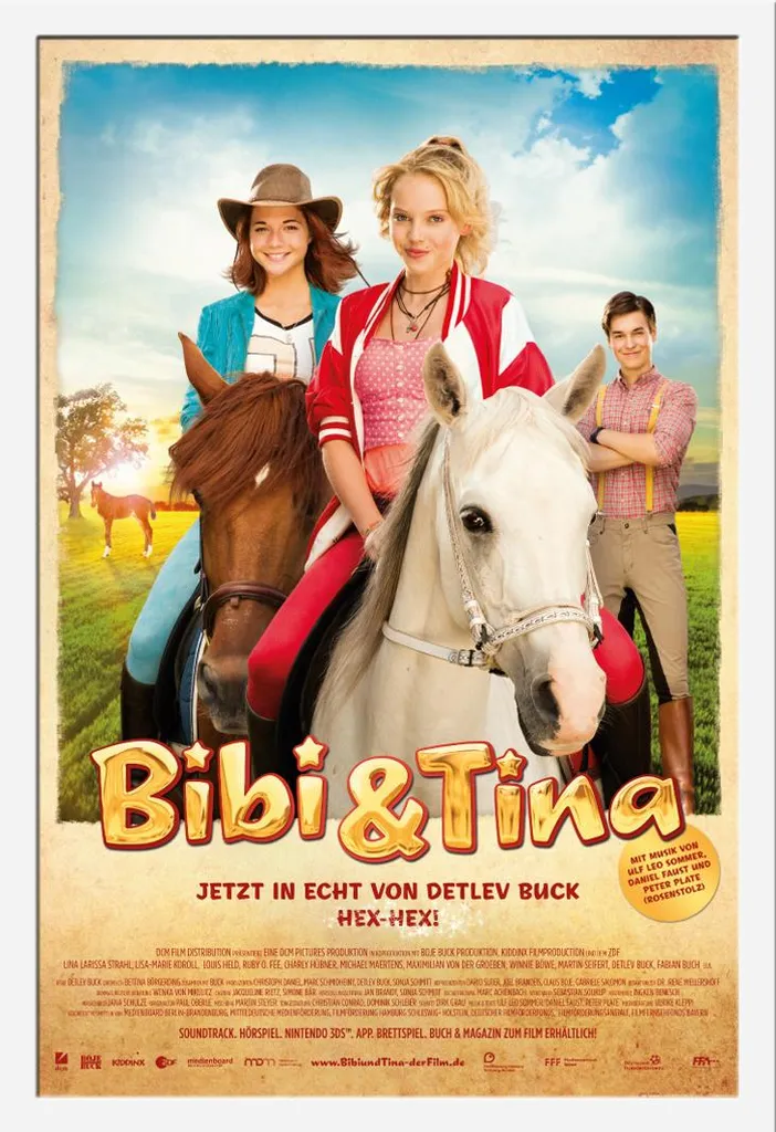 Affiche Bibi & Tina Le Film avec Cadre Shinsuke Maxi MDF Blanc 61x91,5 cm