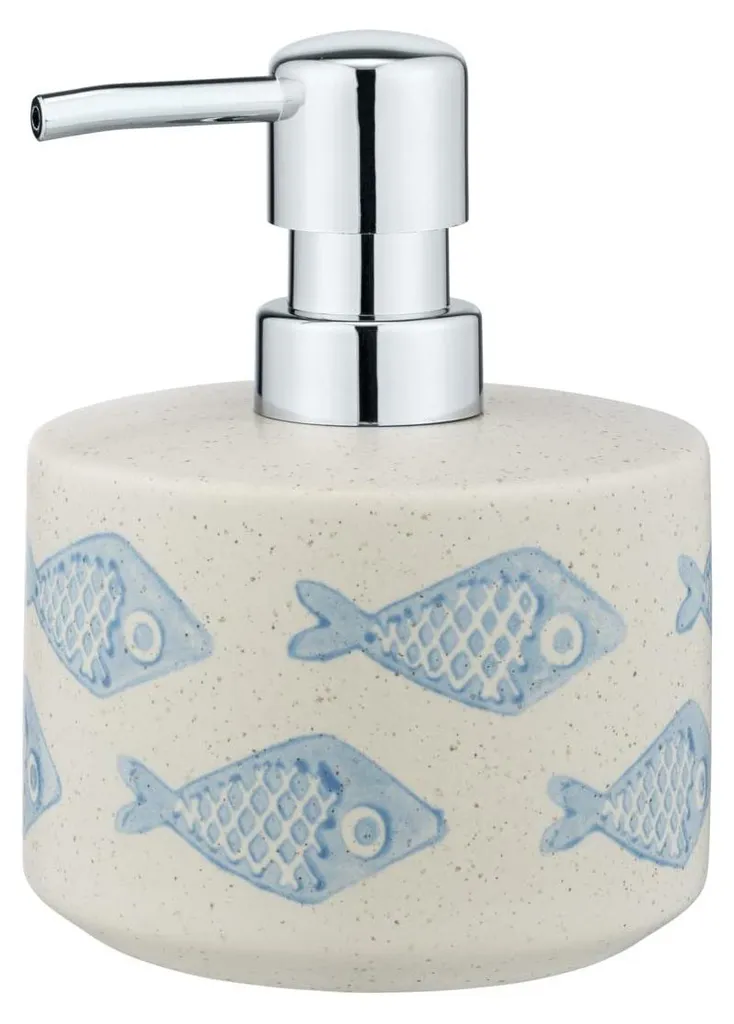 Distributeur savon céramique blanc mat et bleu Aquamarine 475 ml luxe
