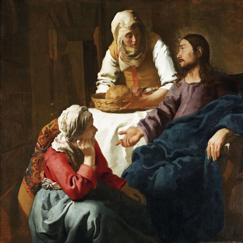 Johannes Vermeer Kunstdruck Bild - Christus Bei Maria Und Martha, 1655 (70 x 70 cm)