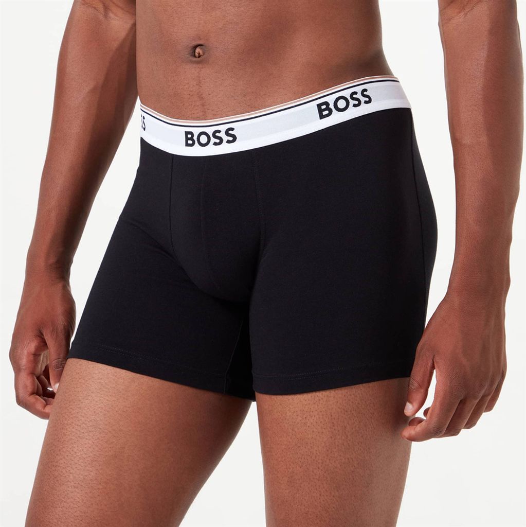 Herren Boxershorts Schwarz Dreierpack mit Elastischem Bund & Druck