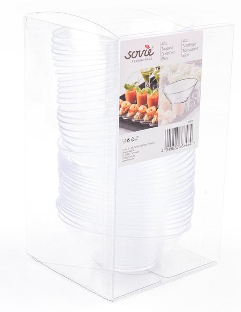 Einweg-Fingerfood Schälchen aus Plastik, konisch, 65 ml