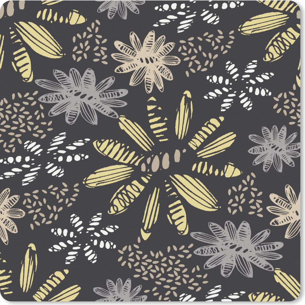 MuchoWow Mauspad Mousepad Abstrakt - Blumen - Muster 20x20 cm - Mousepads - Maus Mat - Pad - Mausunterlage - Desk Mat - Bureauartikeln