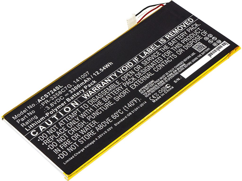 subtel 1x Akku für Tablet Kompatibel mit Acer Iconia Talk S A1-734, 141007 - (3300mAh, 3.8V)