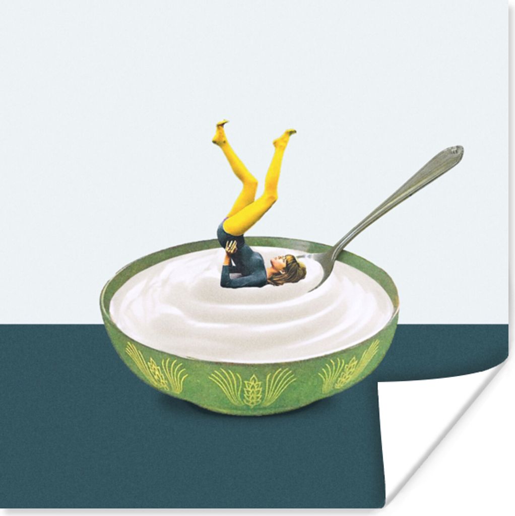 MuchoWow Poster Joghurt - Yoga - Retro 100x100 cm - Babyzimmer
