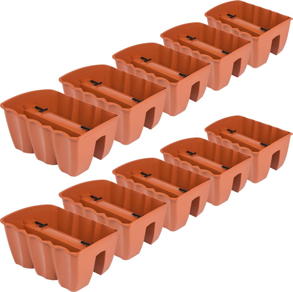 10x Blumenkasten 40cm Hängetopf Blumentopf Balkontopf Geländertopf DCRO Terrakotta