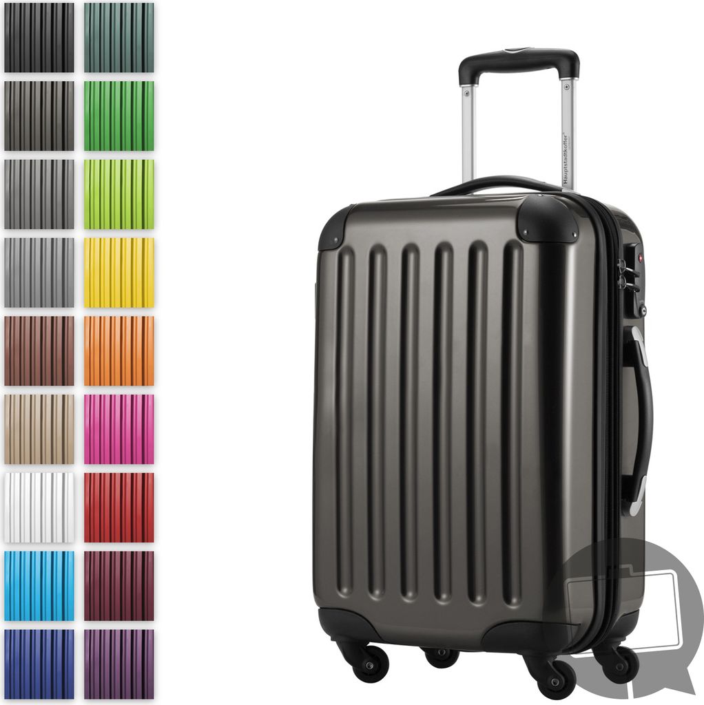 Alex - Handgepäck-Koffer mit Erweiterung Kabinentrolley 4 Rollen, Bordgepäck für jede Airline, Reisetrolley Größe S Hartschale glänzend, 55 c...