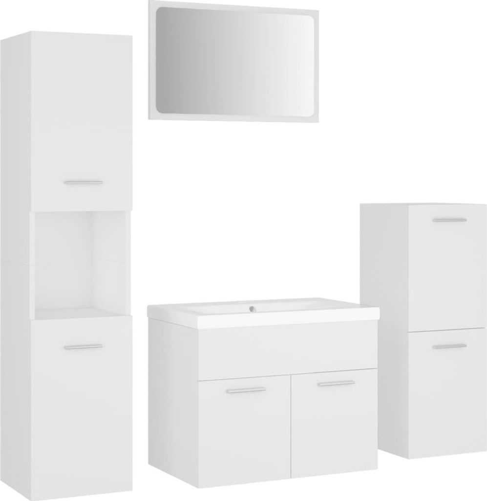 Badmöbel-Set Weiß Holzwerkstoff