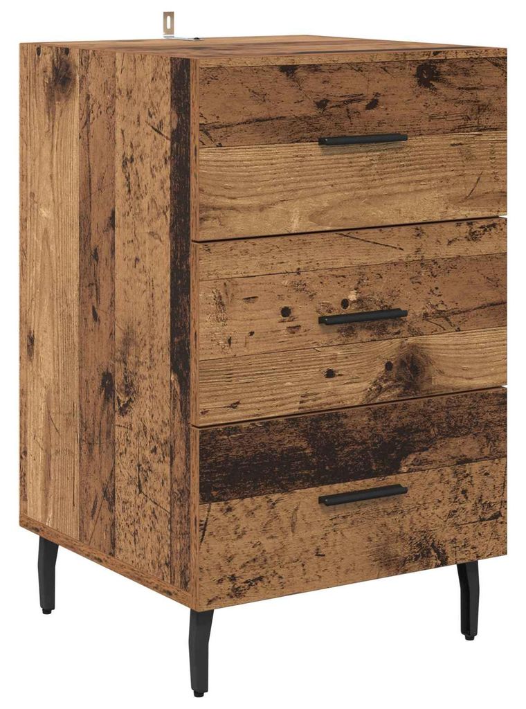 Nachttisch mit Schubladen Altholz 40 x 40 x 66 cm Holzwerkstoff