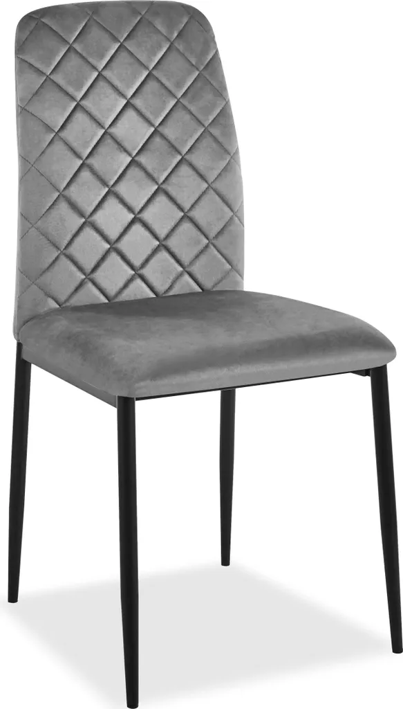 Chaise velours graphite MAVERIK rembourrée avec assise ergonomique chic