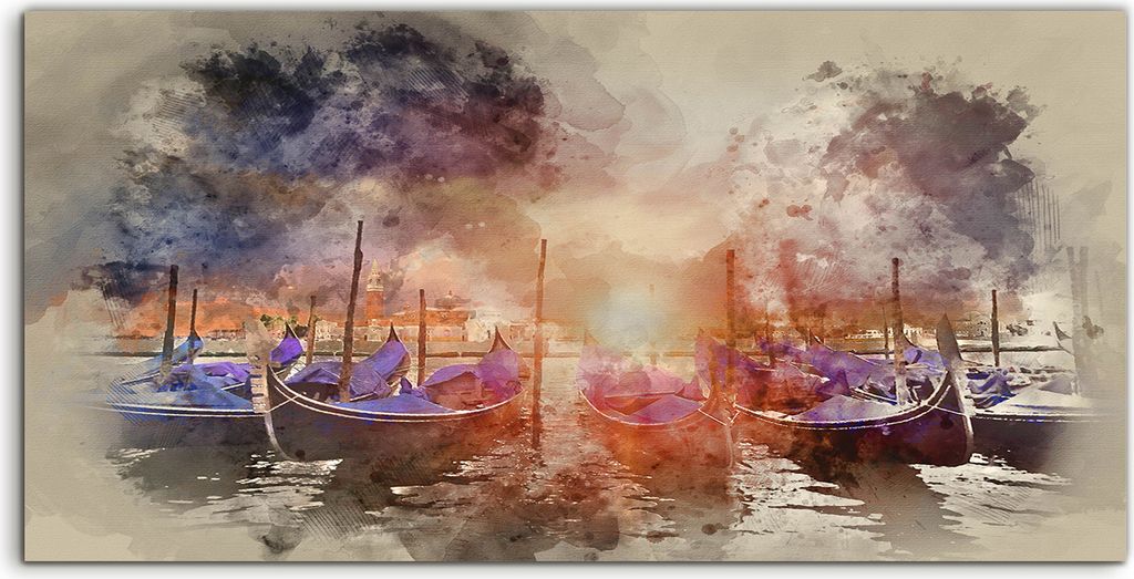 Coloray Acrylbild 100x50 Wandbild Acrylbilder Meer Wasser Boot Landschaft farbenfroh