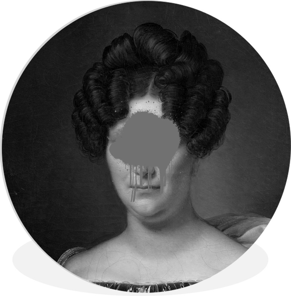 MuchoWow Rundes Wandbild - Runde Bilder Johanna Henriette Engelen - Alexandre Jean Dubois Drahonet - Schwarz und Weiß Ø 30 cm Kreis Wanddekorat...
