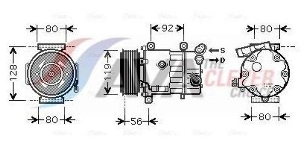 AVA COOLING SYSTEMS CNAK255 SD6C12 Klimaanlage Klimakompressor PAG 46 R134a passend für PEUGEOT 2008 Kombi (CU) 207 (WA, WC) 207 CC (WD) 308 SW I
