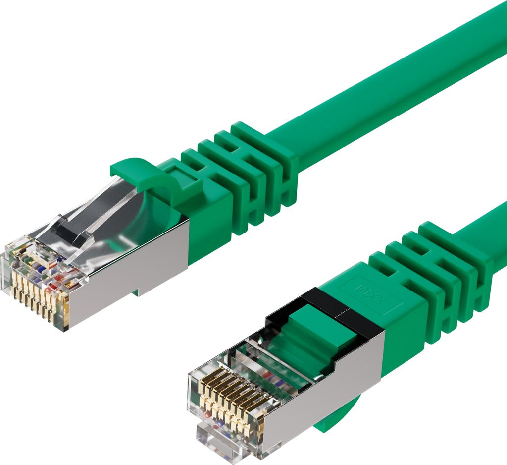 RJ45 Flachkabel m. CAT 7 Rohkabel slim grün 2m
