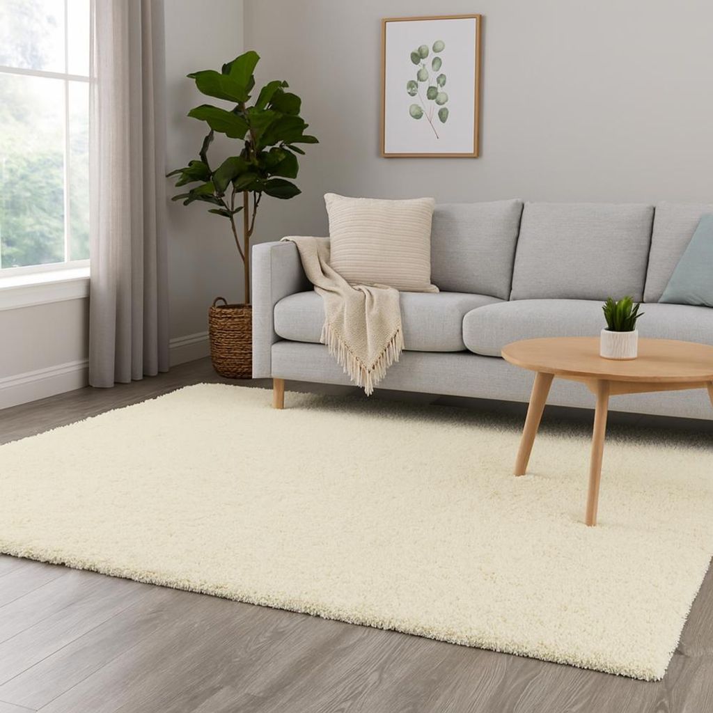 Weicher Shaggy Teppich in Creme – pflegeleichter Hochflor Produktbild 