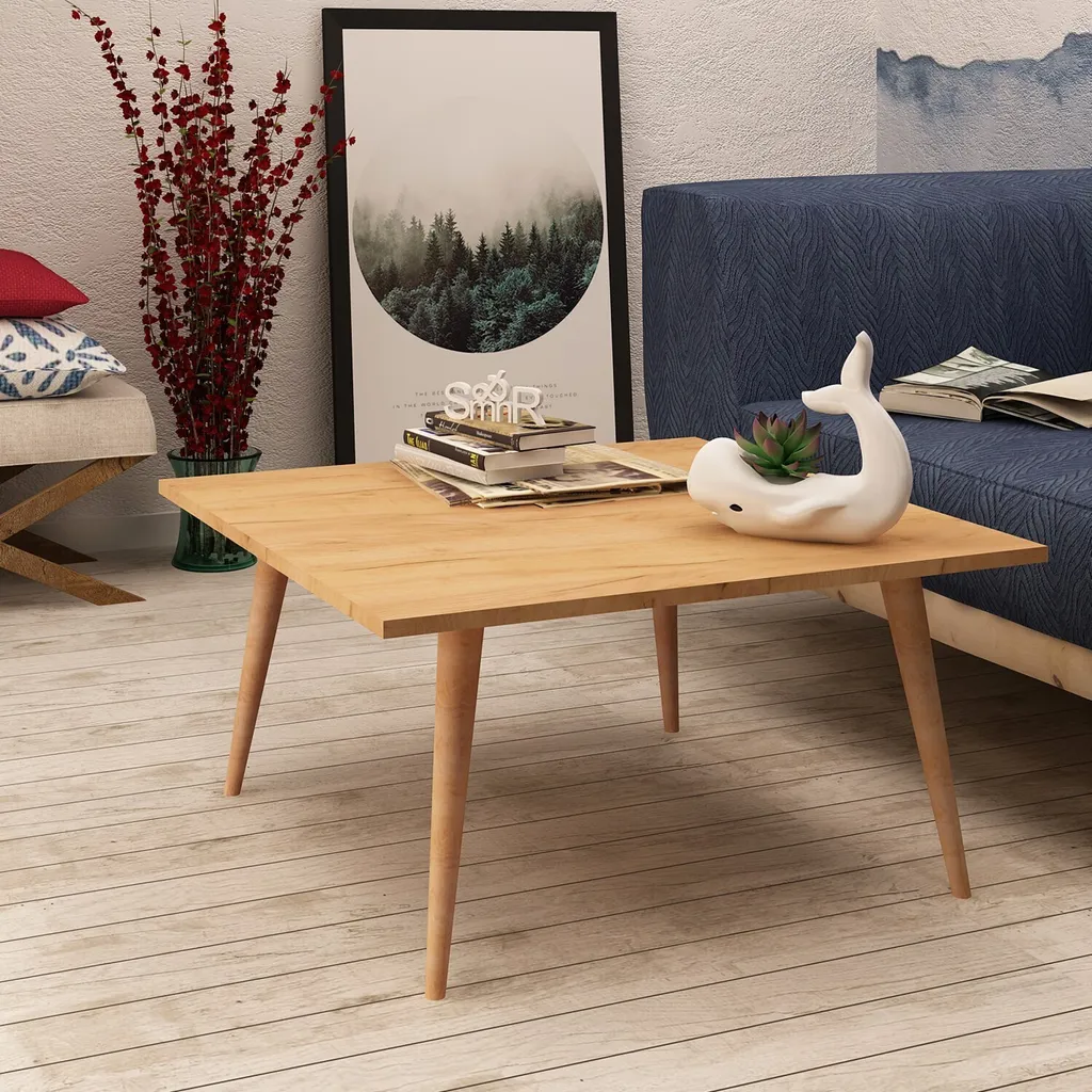 Table Basse Carrée Chêne Skye Decor Leyman pour Salon Moderne 80 cm