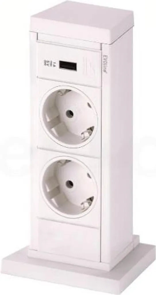 EVOline UP10 Bianco: Presa da Incasso a Torre con 2 VDE e USB 00.029