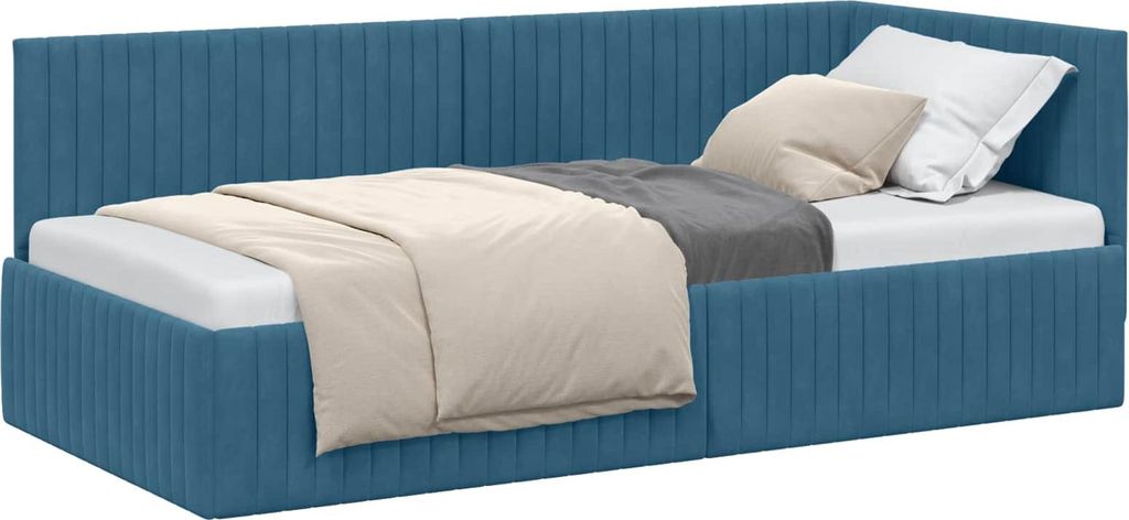 vidaXL Struttura letto ad angolo con testiera blu 90 cm x Immagine del prodotto 