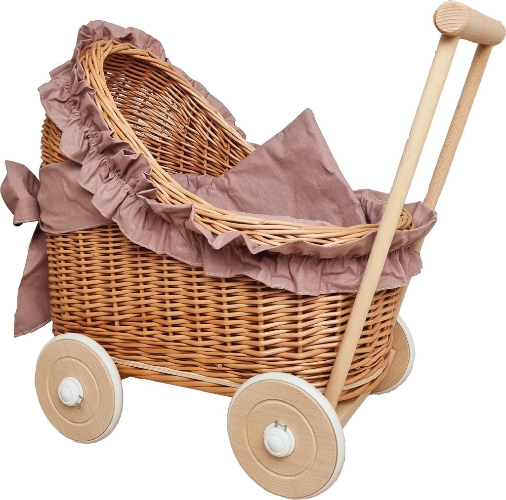 Puppenwagen aus Weidengeflecht in der Farbe natural mit Produktbild 