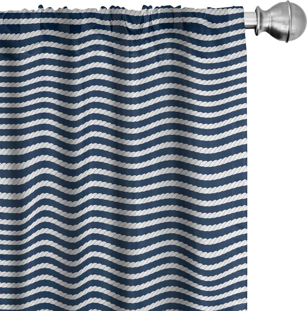 ABAKUHAUS Blau und weiß Vorhänge, Gardinen, Yacht-Marine-Marine-themenorientiertes Seil-Streifen-Muster auf Blau tonte Hintergrund, 2 Stück 75 x...