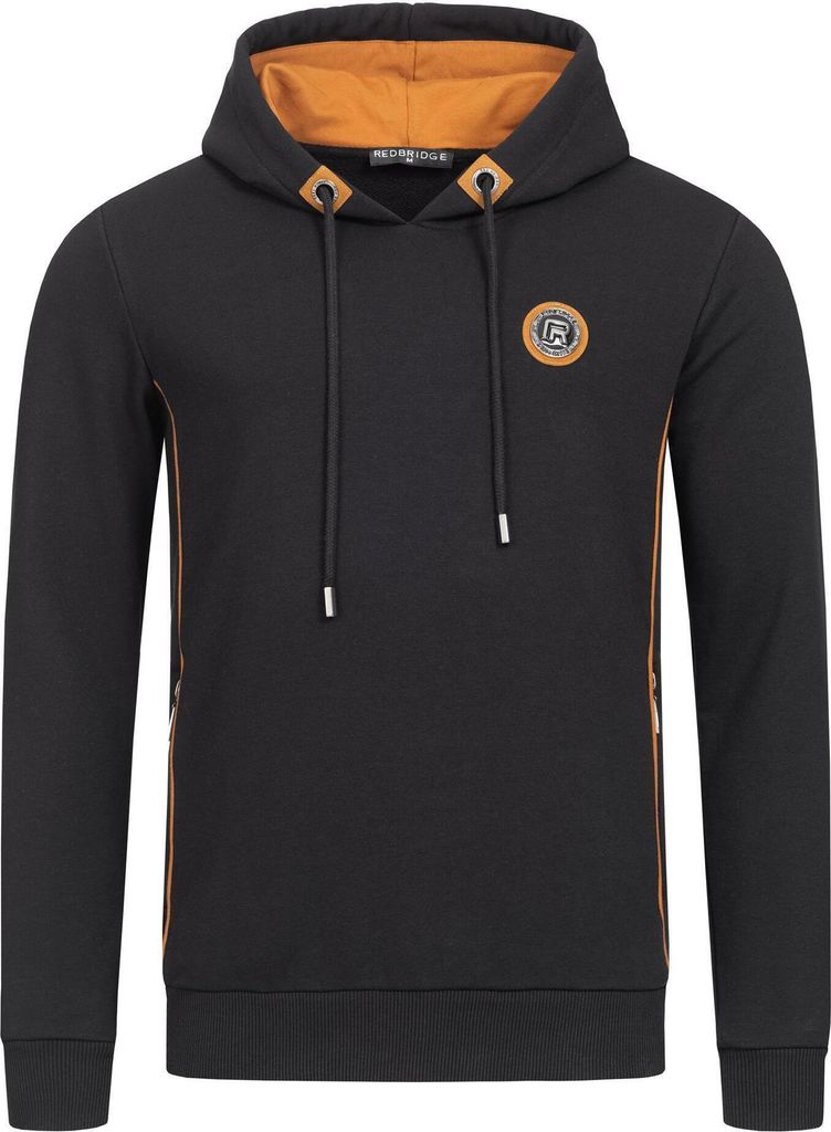 Red Bridge Herren Kapuzenpullover Hoodie Sweatshirt mit Kapuze Contrast Line Schwarz M