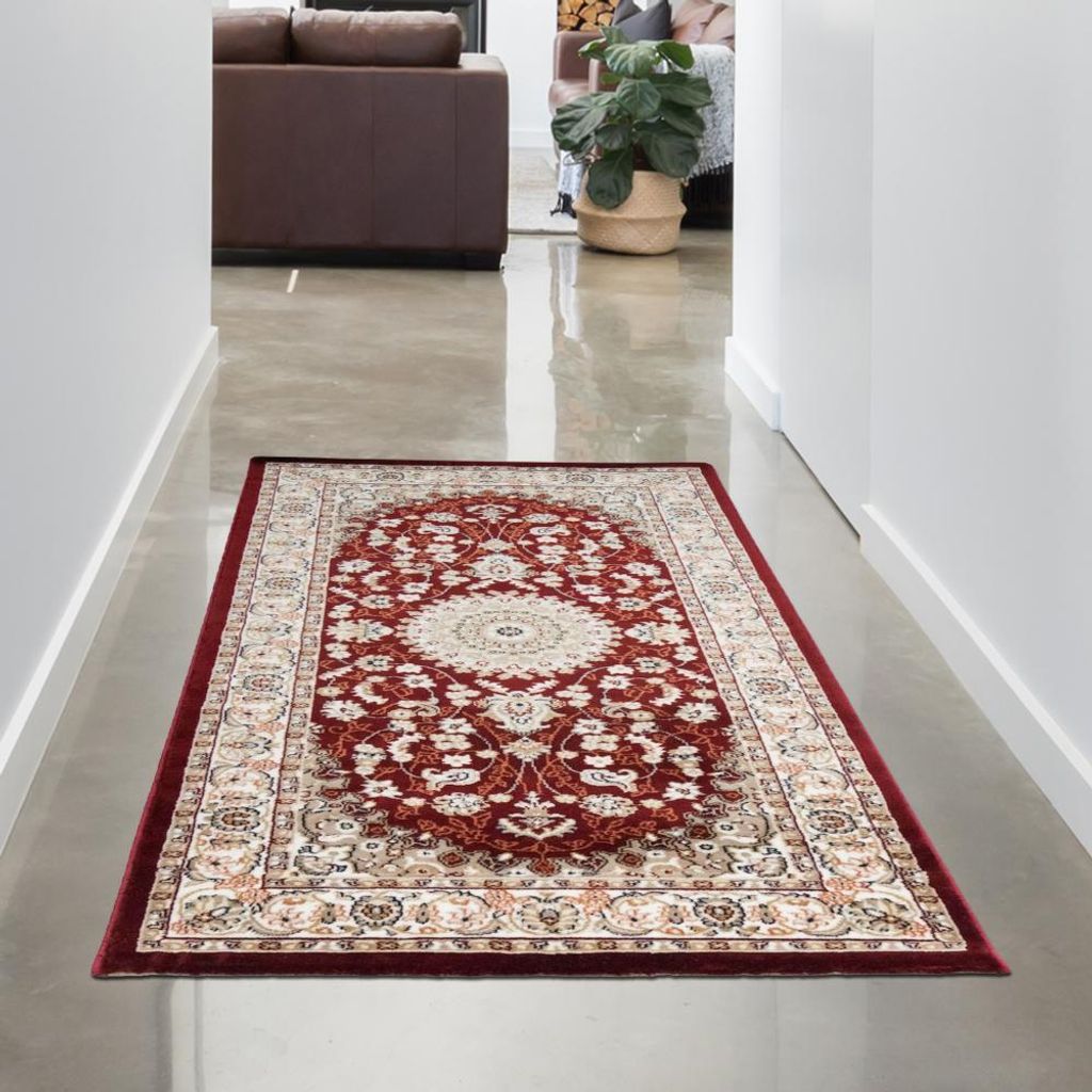 Eleganter Orientteppich mit wunderschönen Verzierungen | | in rot Größe - 80x150 cm