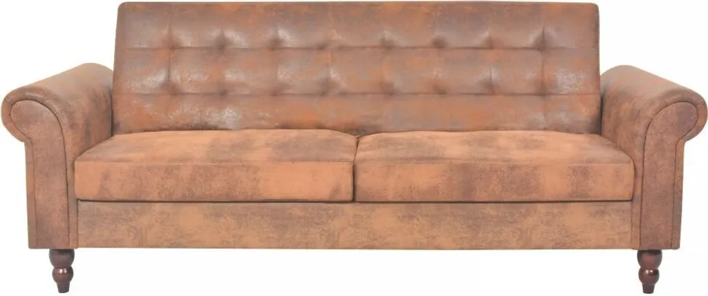 Canapé convertible 2 places vidaXL en daim marron pour couchage d'appoint