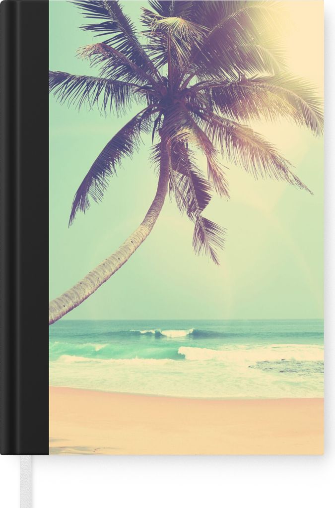 MuchoWow Notizbuch Tagebuch Haushaltsbuch Notebook A5 Retro - Palme - Sonne - Sommer - Notizblock - Notizheft - Notebook - Schreibblock - Papier