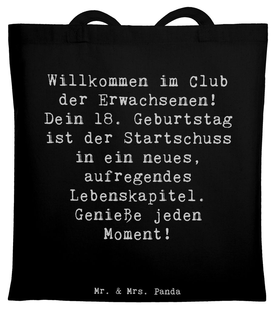 Mr. & Mrs. Panda Einkaufstasche Spruch 18. Geburtstag Start - Schwarz - Geschenk, Meilenstein, totebag, Jutetasche, Geburtstagsgeschenk, Happy Birt...