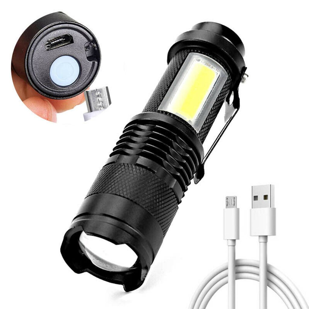 Superheller Wiederaufladbarer USB-Scheinwerfer COB LED-Scheinwerfer Taschenlampe 