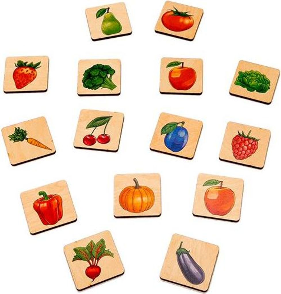 Memory-Spiel aus Holz - Obst und Gemüse