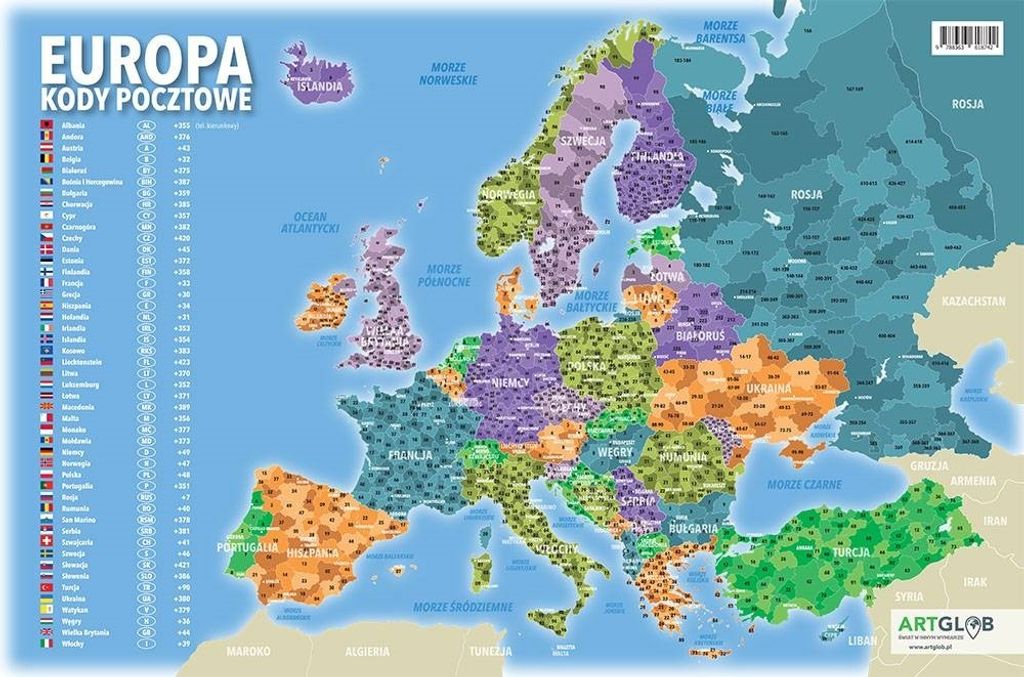 Schreibtischunterlage „Europa“ mit Postleitzahlen für junge Entdecker