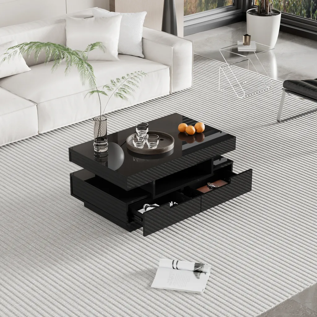 Table basse moderne pour salon avec LED et rangements spacieux - 9